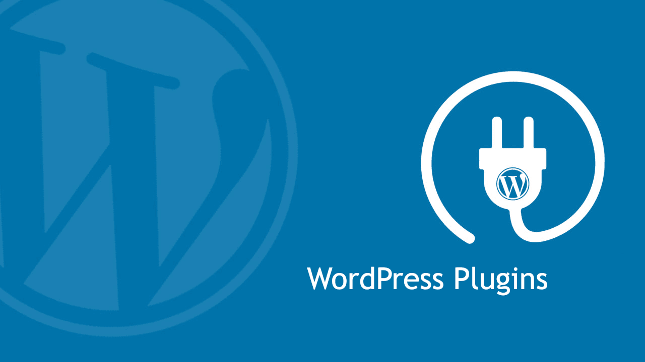 Ein blauer Hintergrund mit einem großen verblichenen WordPress-Logo auf der linken Seite und einem weißen Plugin-Symbol mit einem kleinen WordPress-Logo neben dem Text "Die besten WordPress-Plugins für Blogger" auf der rechten Seite.