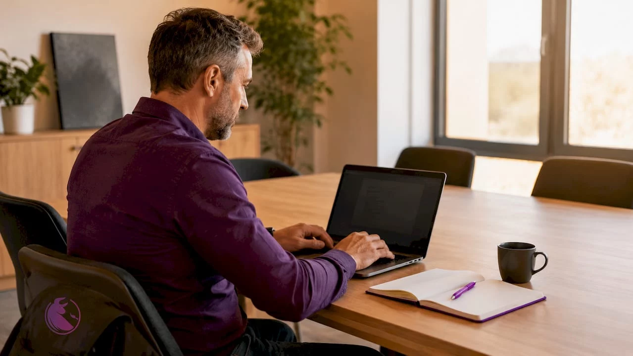 Ein IT-Experte kümmert sich im Büro um die Wartung der WordPress-Website.