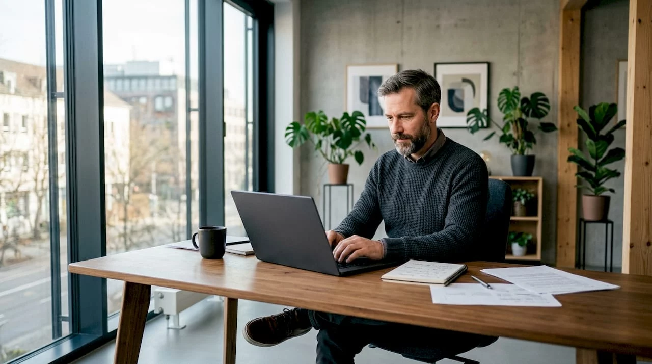 Ein SEO-Spezialist macht sich Notizen zur Optimierung der Website-Inhalte.